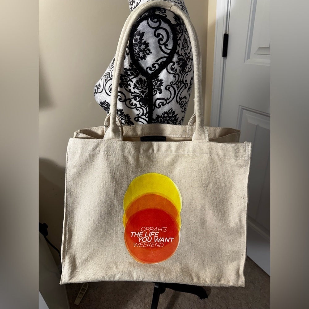🥳Oprah’s Canvas Book Tote Bag with Colorful Design